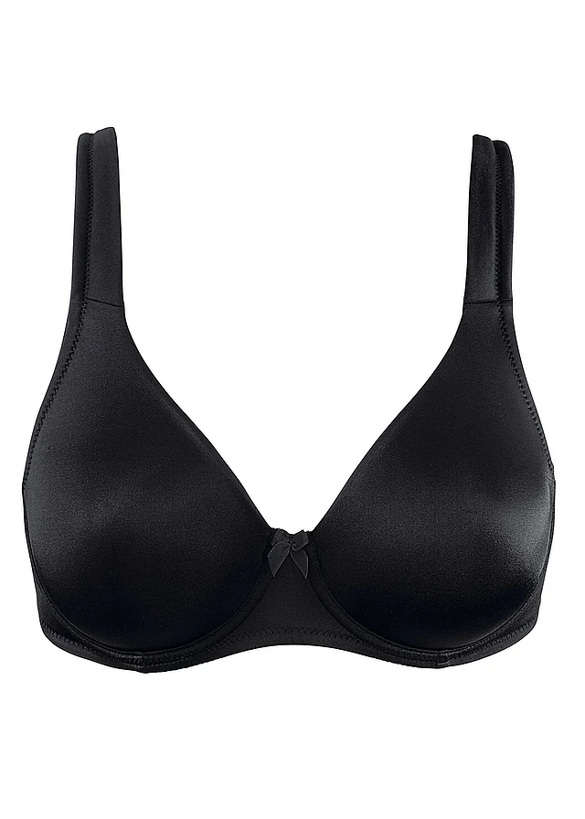 T-shirt bh met beugels en gerecycled polyamide, Kleur: zwart