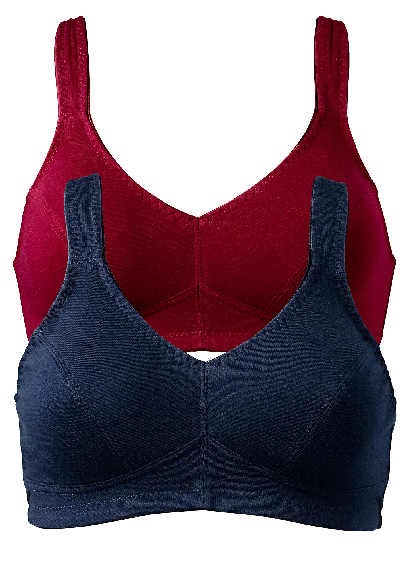 Bh zonder beugels met biologisch katoen (set van 2) • donkerblauw+schoorsteenrood • bonprix online shop
