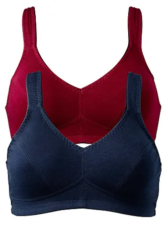 Bh zonder beugels met biologisch katoen (set van 2) • donkerblauw+schoorsteenrood • bonprix online shop