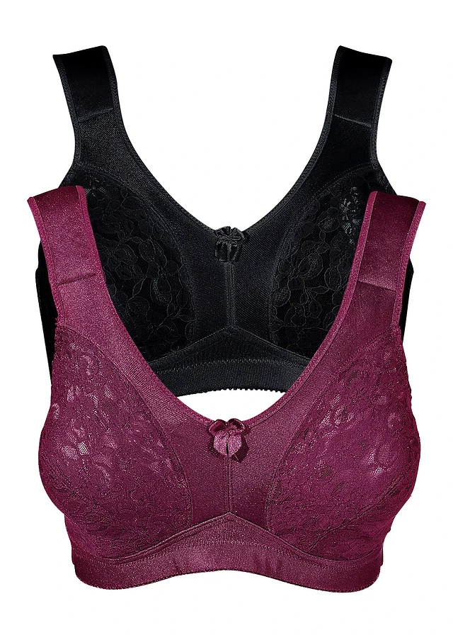 Lot de 2 soutiens-gorge grand maintien sans armatures, bretelles rembourrées