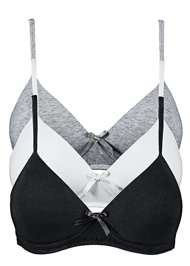 Vystužená podprsenka bez kostíc, s bio bavlnou (3ks v balení)