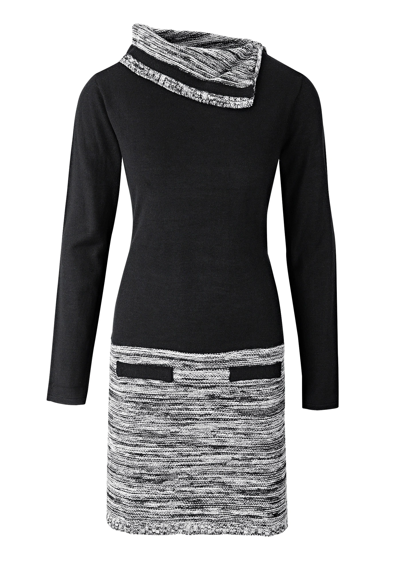 Robe en maille • noir/gris chiné • Boutique bonprix