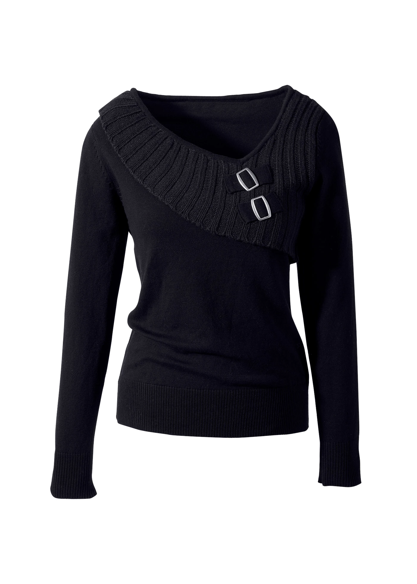 Finom kötésű pulóver pamut-keverékből • fekete • bonprix áruház