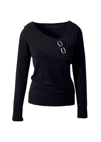 Finom kötésű pulóver pamut-keverékből • fekete • bonprix áruház