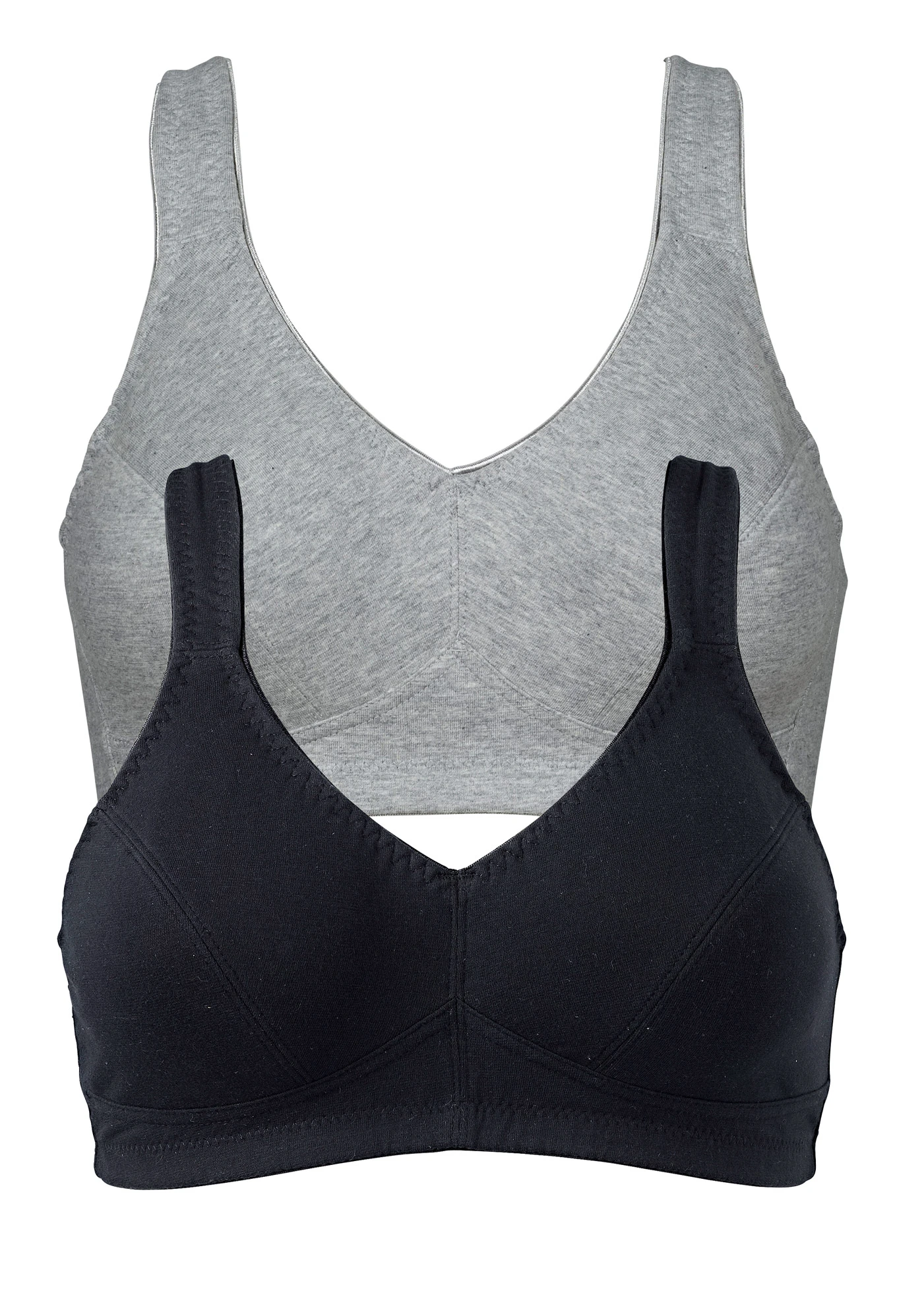 Podprsenka bez kostic, s organickou bavlnou (2 ks v balení) • šedá melanž-černá • bonprix obchod