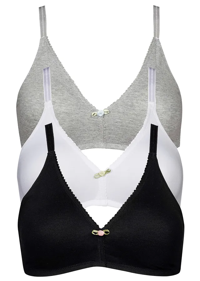 Sutien fără armătură cu bumbac organic (set/3 buc.)