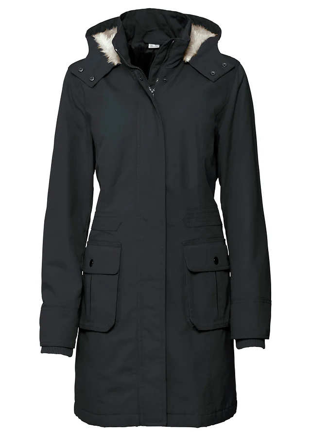 Parka en coton rembourrée, Couleur: noir