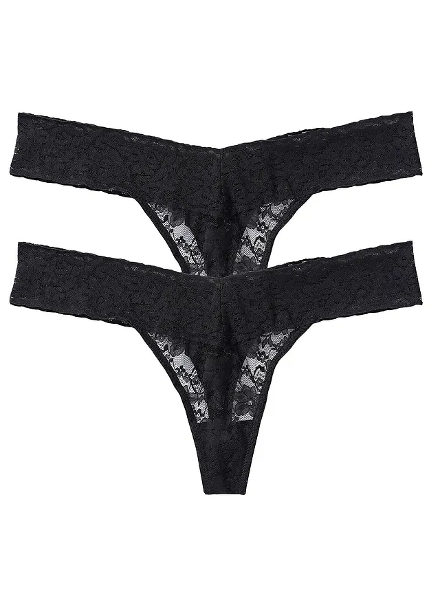 Lot de 2 tangas en dentelle • noir + noir • Boutique bonprix