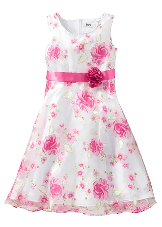 Meisjes feestelijke jurk met organza • wit-pink • bonprix online shop