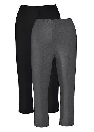 Lot de 2 leggings corsaire • anthracite chiné/noir • Boutique bonprix