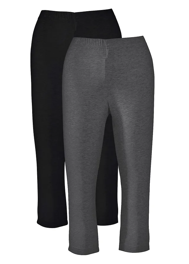 Caprilegging (set van 2) • antraciet gemêleerd+zwart • bonprix online shop