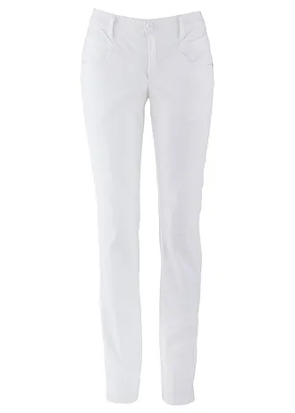Bengaline stretch broek, straight, Kleur: wit