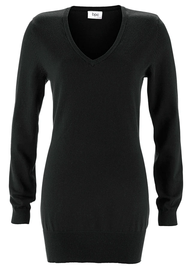 Lange basic trui met V-hals