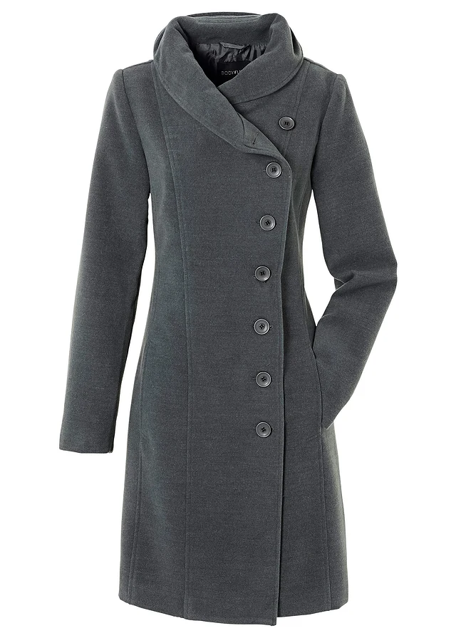 Korte coat, korte maten, Kleur: antraciet gemêleerd