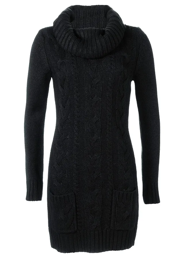 Pletené šaty s rolákom a vreckami