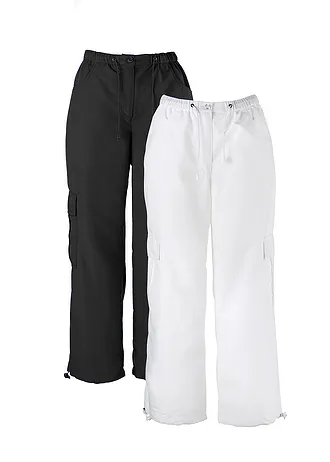7/8 broek met elastische band (set van 2) • zwart+wit • bonprix online shop