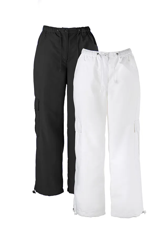7/8 broek met elastische band (set van 2) • zwart+wit • bonprix online shop