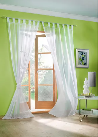 Gordijn van lichte voile (2 stuks), Kleur: wit