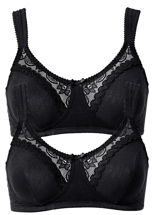 Sutien fără armătură cu bumbac organic (set/2 buc.) • negru • magazin bonprix