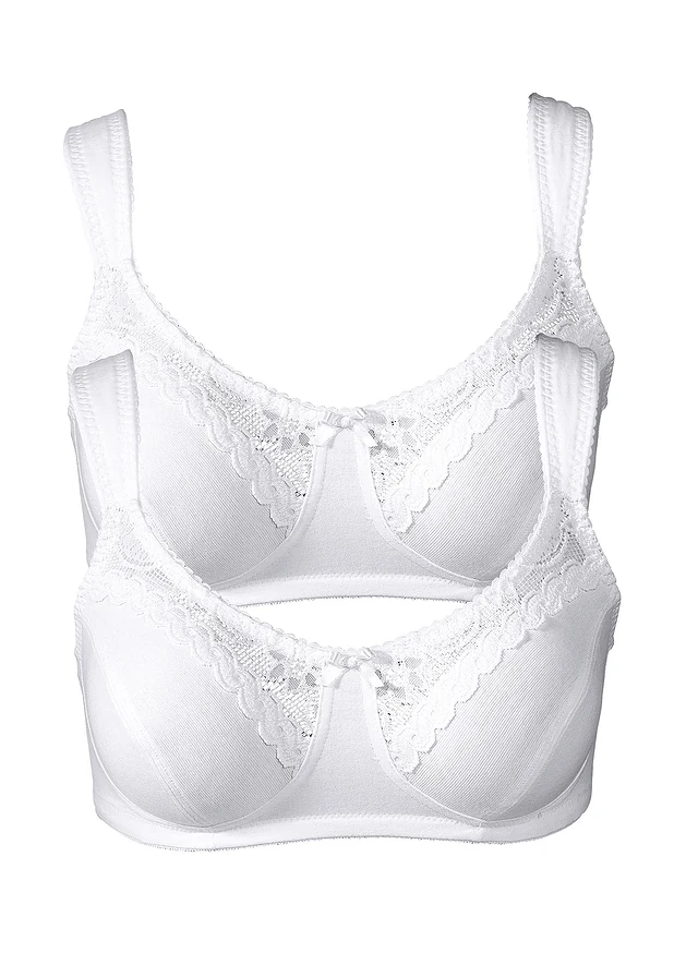 Bh zonder beugels met biologisch katoen (set van 2), Kleur: 2x wit