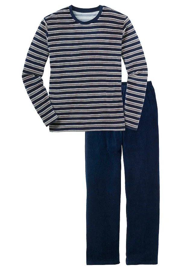 Pijama din material nicki moale, cu mâneci lungi