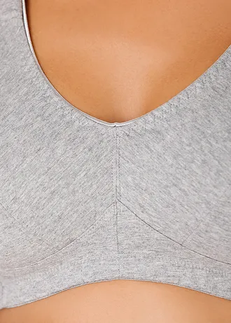 Bh zonder beugels (set van 2) met biologisch katoen, Kleur: grijs gemêleerd+zwart