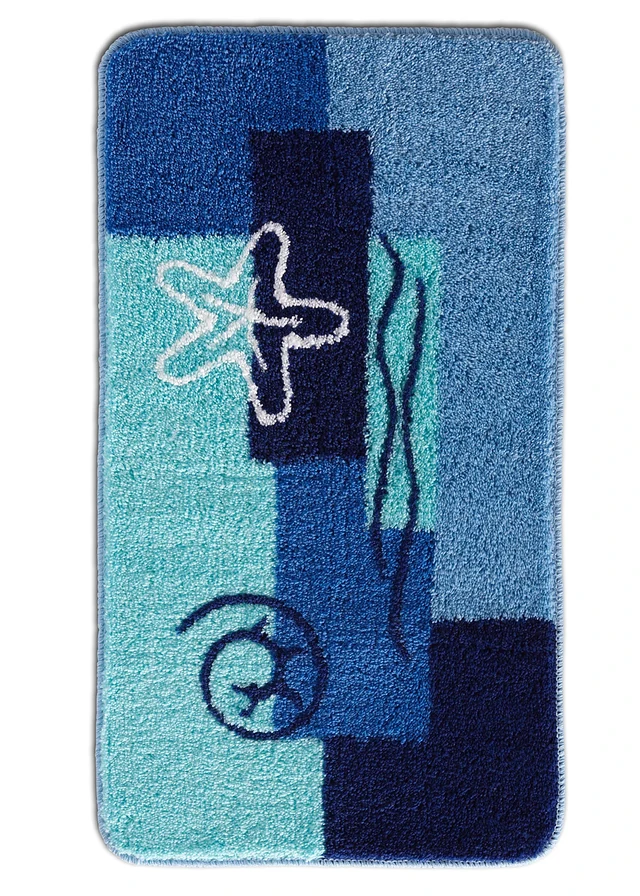 Badmat met maritieme motieven, Kleur: blauw