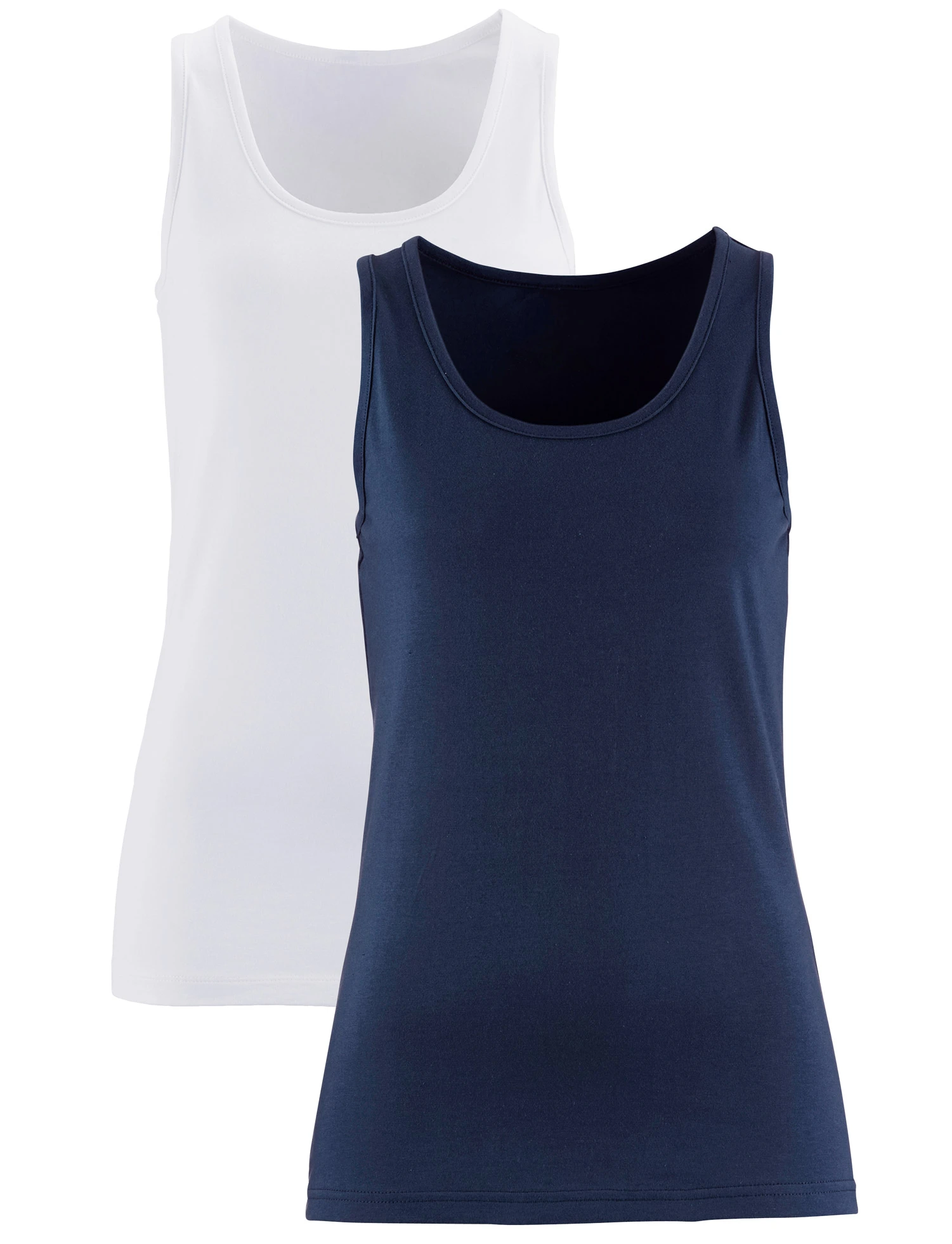 Tanktop (set van 2) • donkerblauw+wit • bonprix online shop