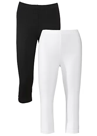 Slim fit capri legging (set van 2) • wit+zwart • bonprix online shop