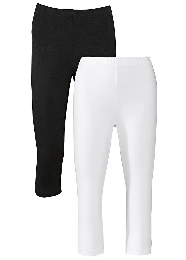 Lot de 2 leggings corsaire • blanc/noir • Boutique bonprix