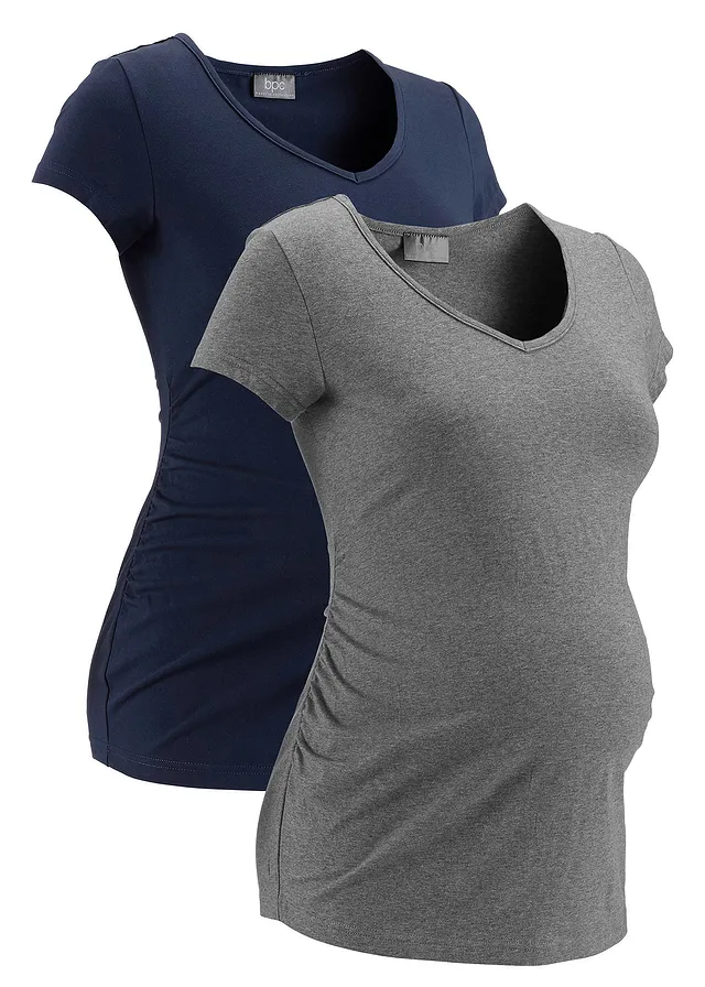 Set de 2 tricouri basic de gravide, bumbac organic