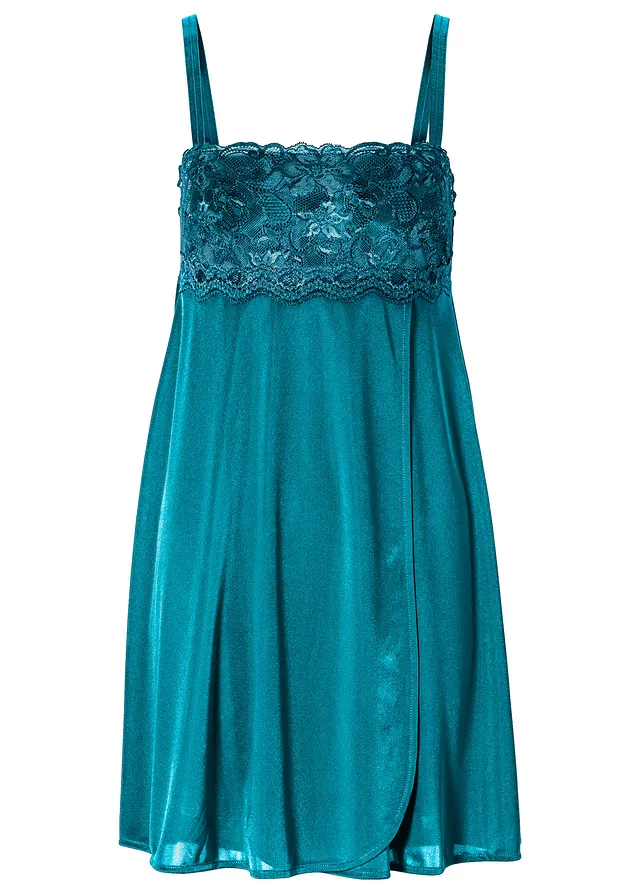 Negližé s lesklým efektem • modrá petrolejová • bonprix obchod