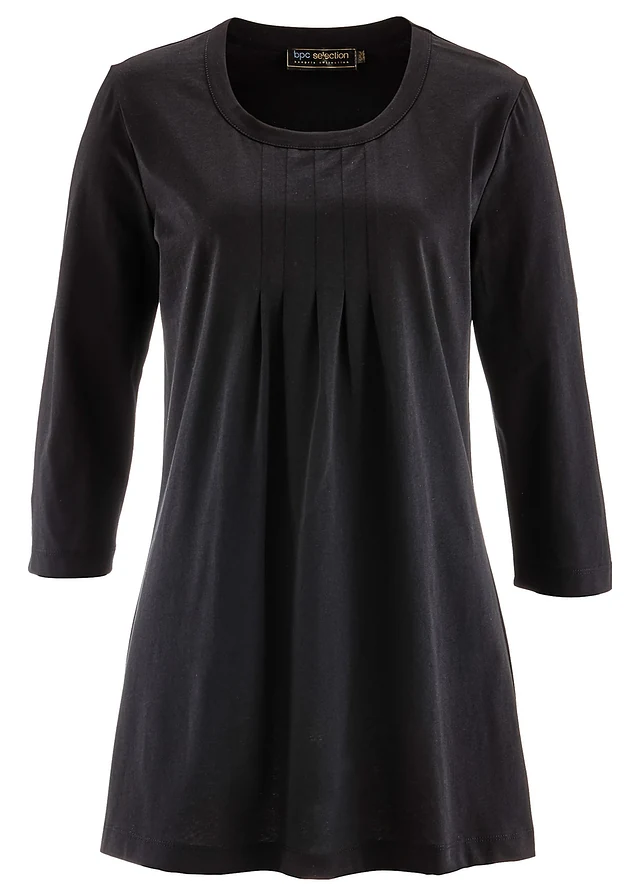 T-shirt long 100% coton, Couleur: noir