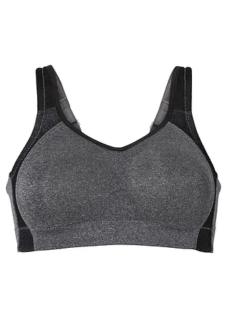 Sutien sport cu susținere medie • gri/negru melanj • magazin bonprix