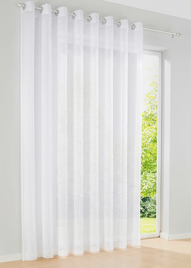 Store voilage à la fine texture sablée, Couleur: blanc
