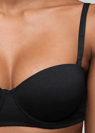 Variálható melltartó merevítővel és bio-pamuttal (2 db-os csomag), szín: fehér/fekete