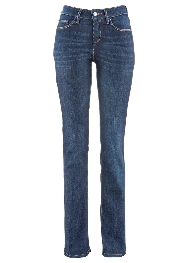 Rovné strečové džínsy, stredná výška pásu