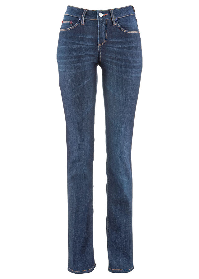 Strečové džíny Straight, Mid Waist • tmavý denim used • bonprix obchod