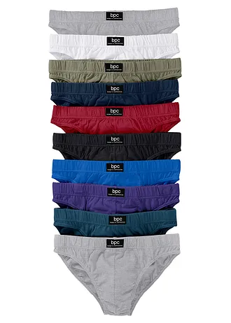 Lot de 10 slips coton, Couleur: multicolore-gris clair chiné