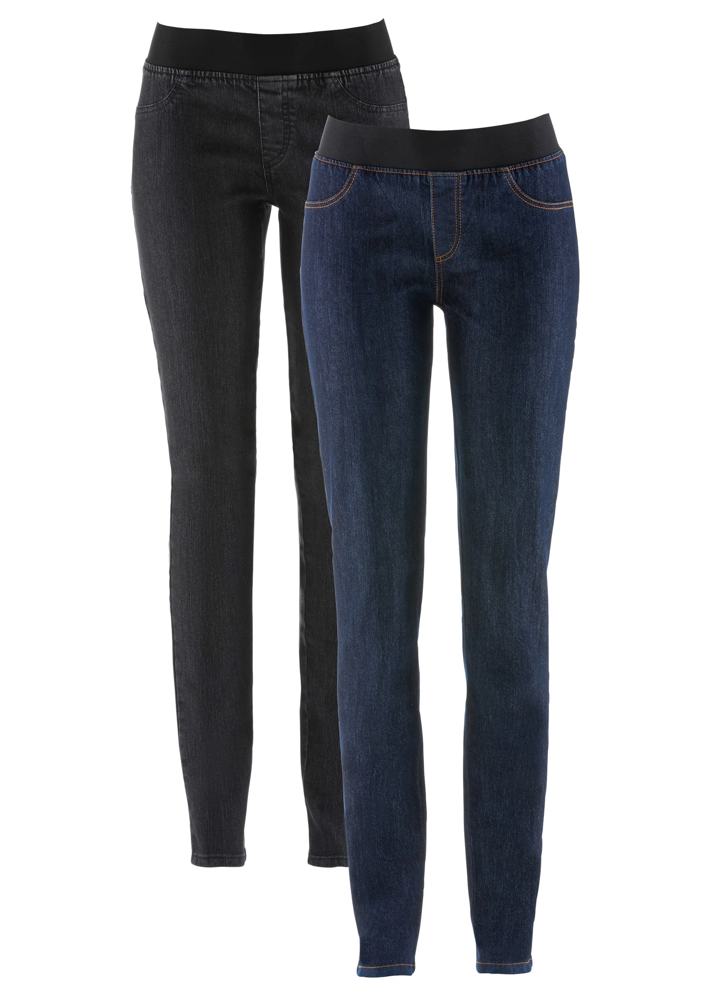 Džínové leginy (2 ks v balení) • tmavě modrá + černá • bonprix obchod