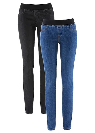 Džínové leginy (2 ks v balení) • modrá + černá • bonprix obchod