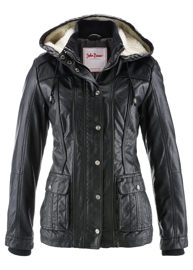 Veste enduite • noir • Boutique bonprix