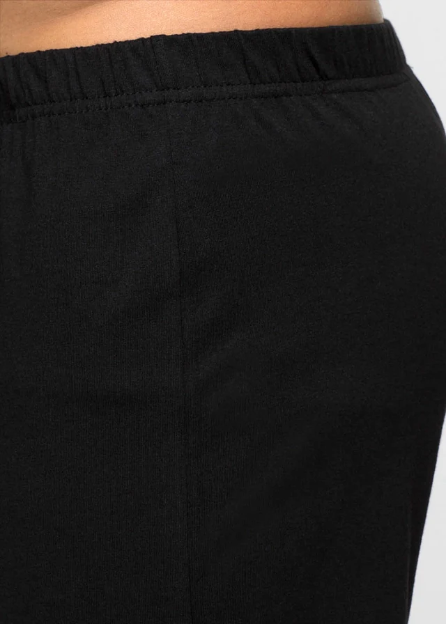 Wijde jersey boxershorts met katoen (set van 3), Kleur: effen zwart