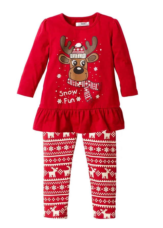 Bluză cu mânecă lungă și colanți 100% din bumbac organic (set/2piese)