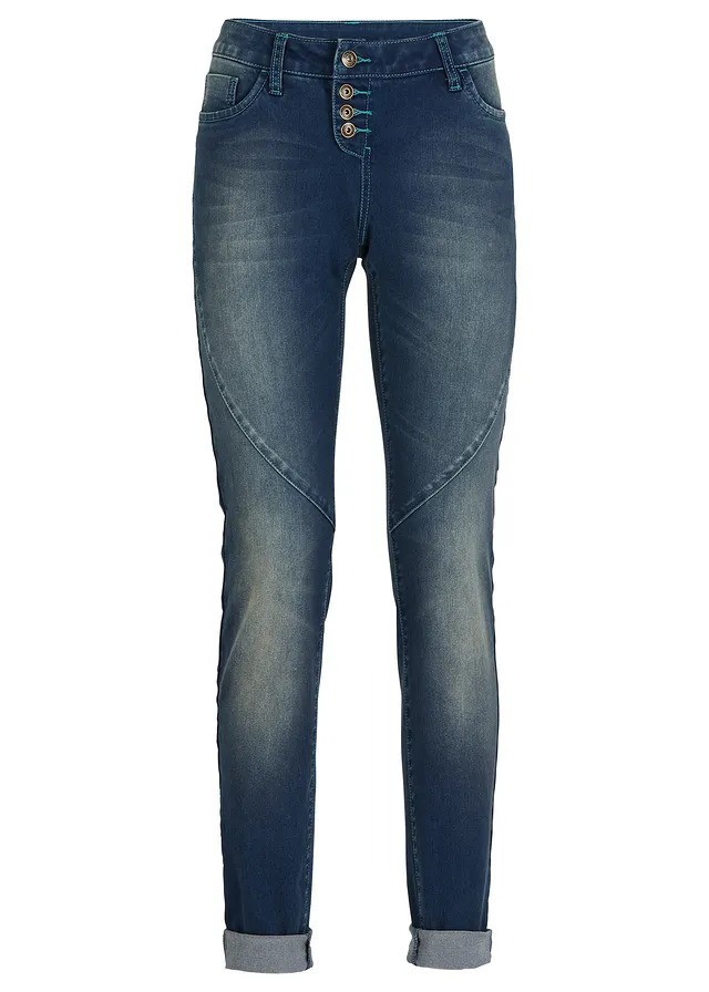 Blugi boyfriend Low Waist cu stretch