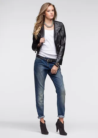 Strečové džíny Boyfriend, Low Waist • tmavě modrý denim used • bonprix obchod