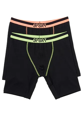 Dlouhé přiléhavé boxerky s bavlnou (2 ks v balení) • černo-neonová • bonprix obchod