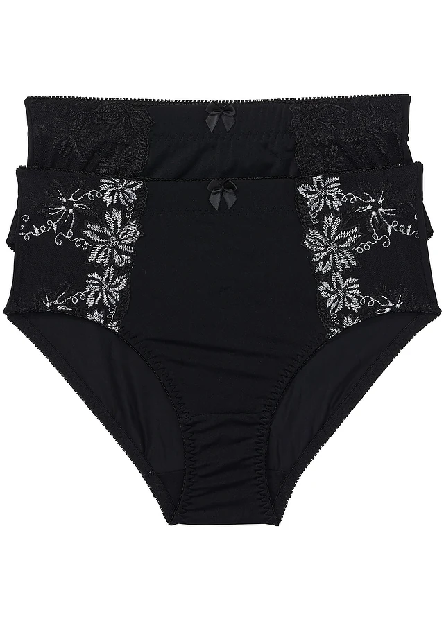 Corrigerende slip met borduursel (set van 2), Kleur: zwart+zwart-wit