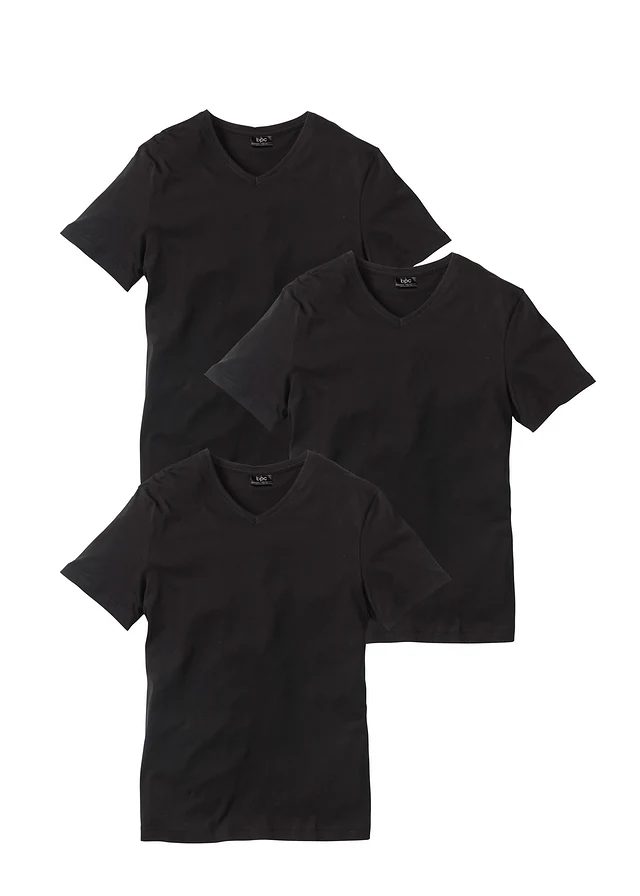 T-shirt z dekoltem w serek (3 szt.) - Bonprix
