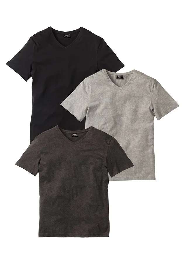 Tričko s V-výstrihom (3 ks)